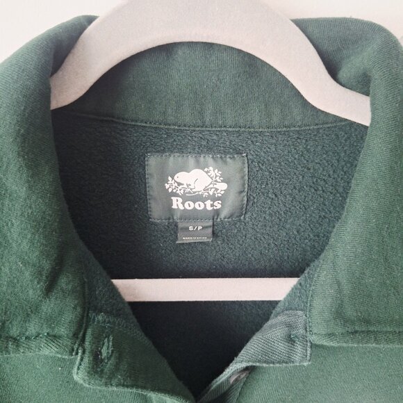 ROOTS Organic Original 1/4 Button Collar Sweatshirt - Varsity Green - Picture 6 of 8